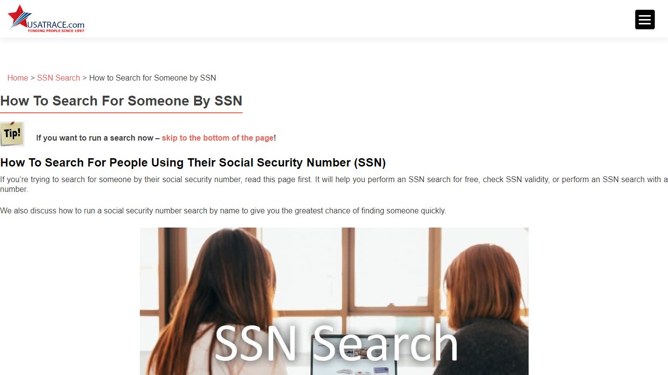 How To Search For Someone By SSN (Free Lookup!) - USATrace.com